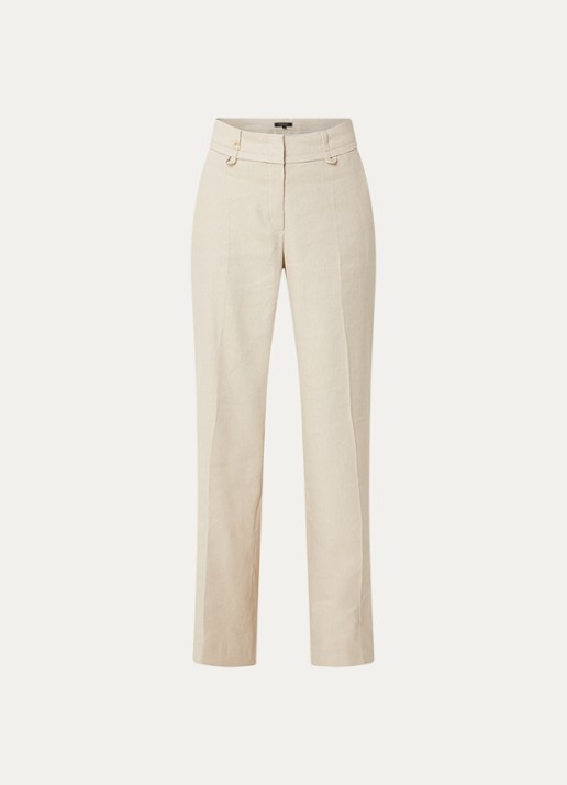 Claudia Sträter Mid waist straight leg pantalon met steekzakken - voorkant 2 beige