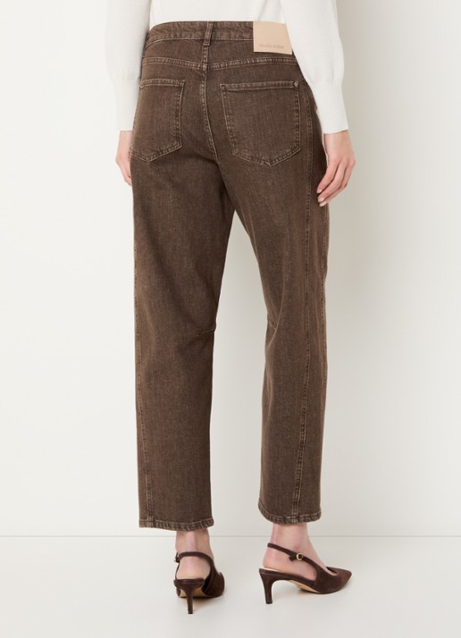 Claudia Sträter Mid waist tapered fit jeans met gekleurde wassing - achterkant 5 bruin