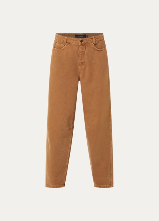 Claudia Sträter Mid waist tapered fit jeans met gekleurde wassing - voorkant 4 cognac