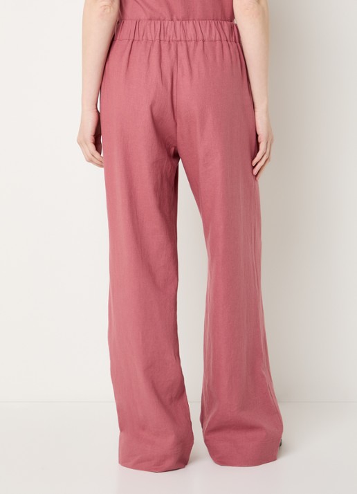 Claudia Sträter Mid waist wide fit broek met steekzakken - achterkant 3 oudroze
