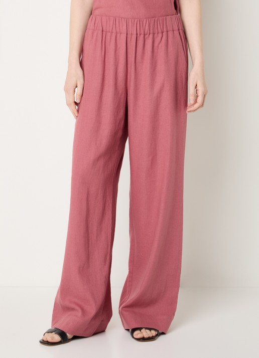 Claudia Sträter Mid waist wide fit broek met steekzakken - detail 4 oudroze