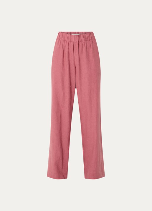 Claudia Sträter Mid waist wide fit broek met steekzakken - voorkant oudroze