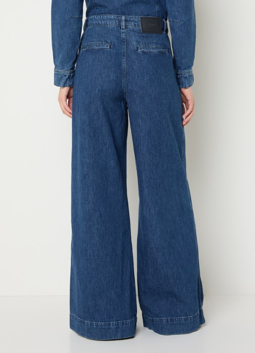 Claudia Sträter Mid waist wide fit jeans met medium wassing - achterkant 2 indigo