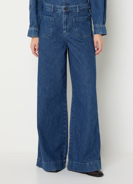 Claudia Sträter Mid waist wide fit jeans met medium wassing
