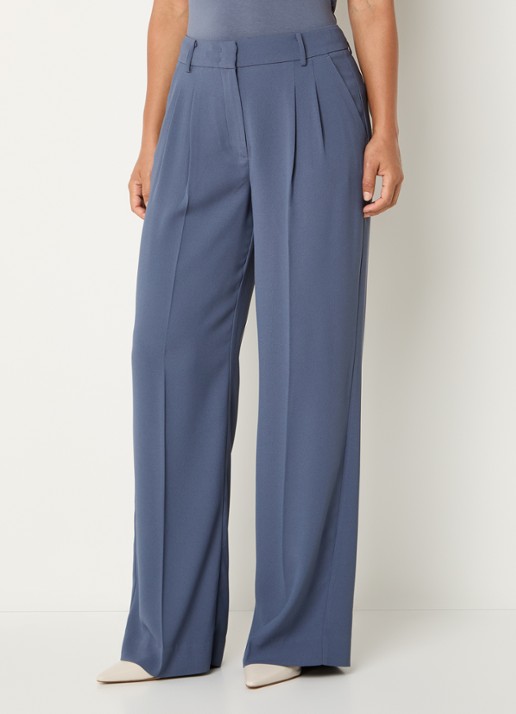 Claudia Sträter Mid waist wide fit pantalon met steekzakken