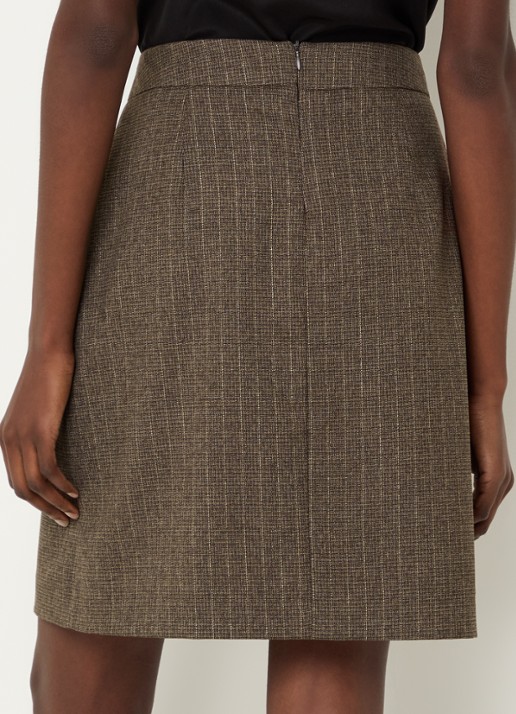 Claudia Sträter Mini rok met krijtstreep en lurex - achterkant 2 lichtbruin