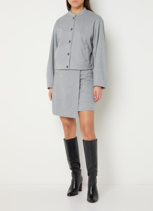 Claudia Sträter Mini rok met overslag - voorkant 4 lichtgrijs