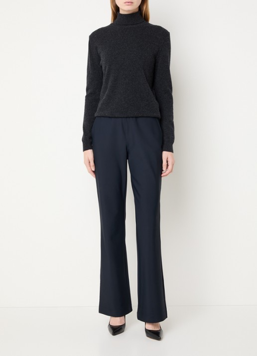 Claudia Sträter Noos high waist flared fit pantalon met steekzakken - voorkant 2 donkerblauw