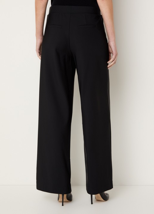 Claudia Sträter Noos high waist wide fit pantalon met steekzakken - achterkant zwart