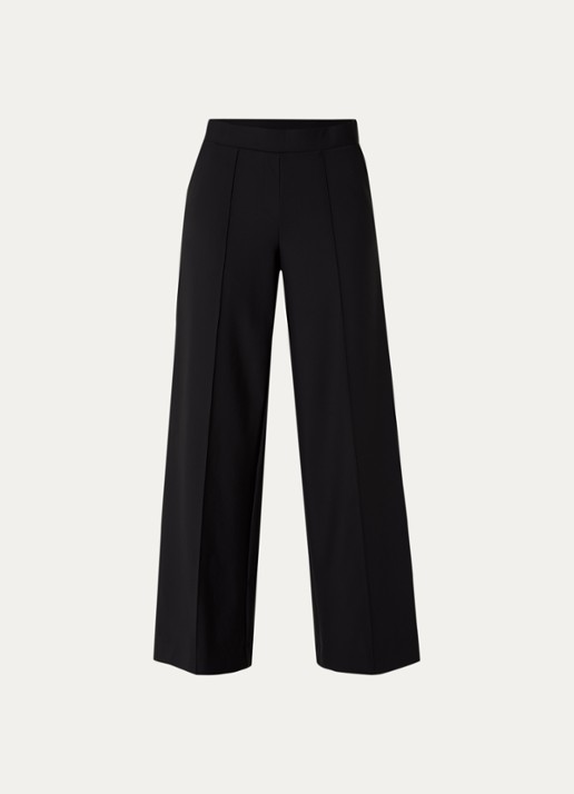 Claudia Sträter Noos high waist wide fit pantalon met steekzakken - voorkant 2 zwart