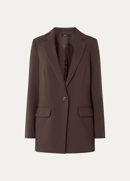 Claudia Sträter Oversized blazer met borstzak - voorkant 3 donkerbruin