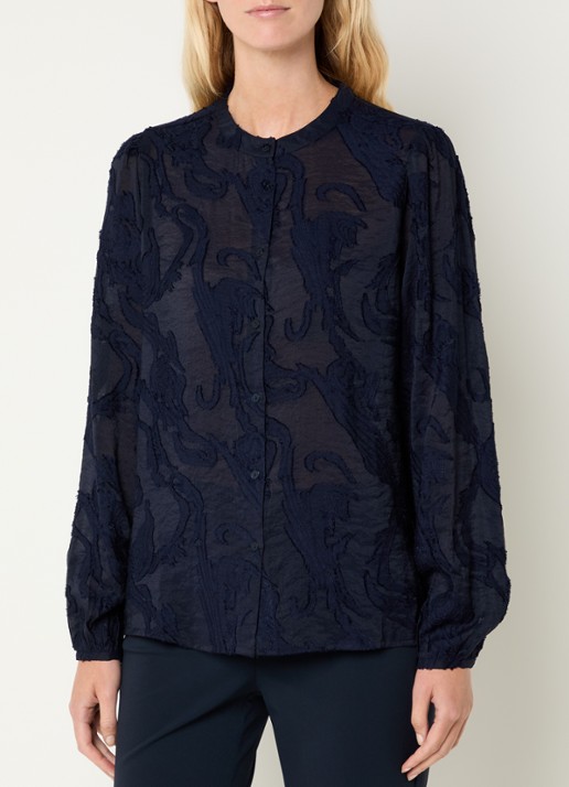 Claudia Sträter Semi-transparante blouse met opstaande kraag