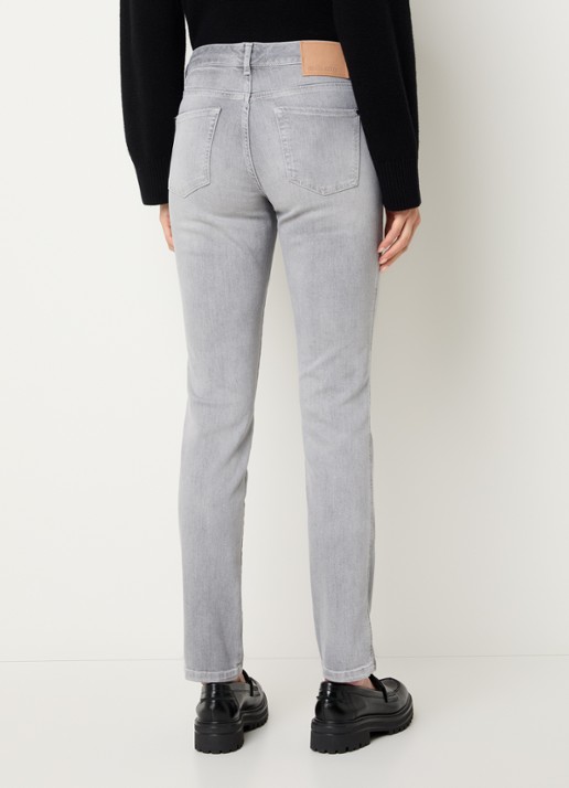 Claudia Sträter Sue mid waist slim fit jeans met gekleurde wassing - achterkant 3 lichtgrijs