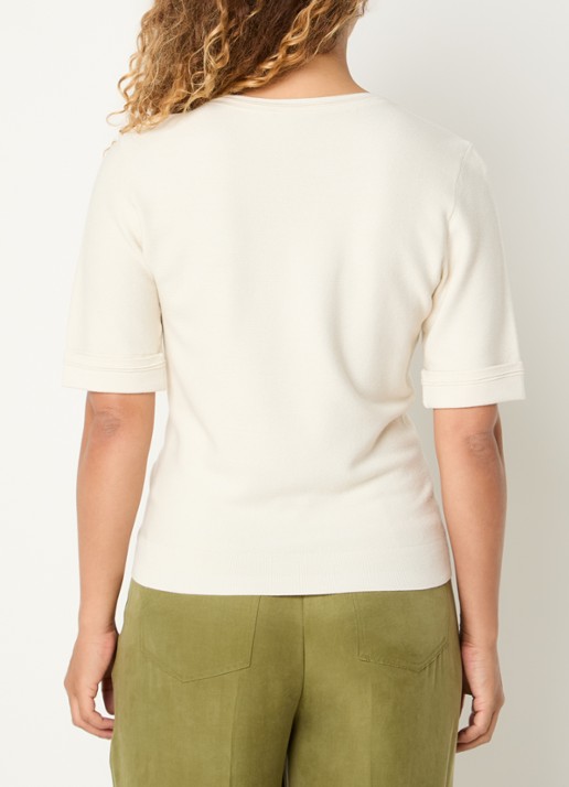 Claudia Sträter T-shirt met boothals - achterkant 4 gebroken wit