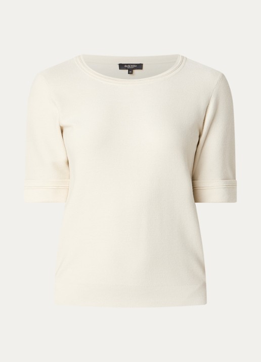 Claudia Sträter T-shirt met boothals - voorkant 2 gebroken wit