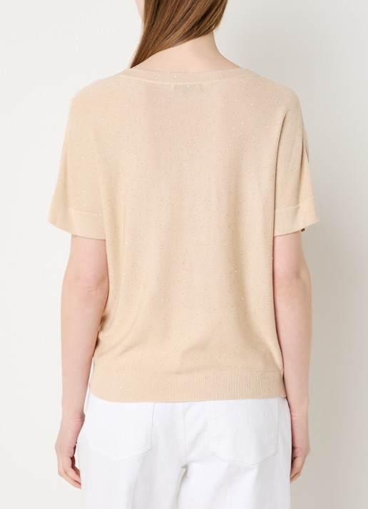 Claudia Sträter T-shirt met pailletten en V-hals - achterkant 4 grijsmele