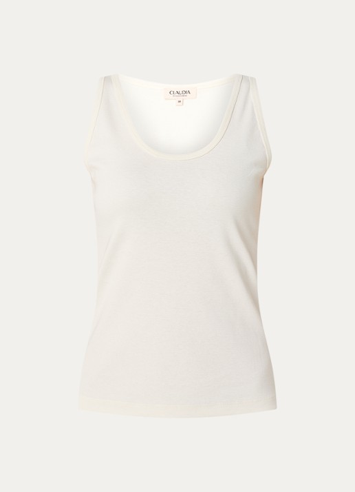 Claudia Sträter Tanktop met ronde hals - voorkant gebroken wit