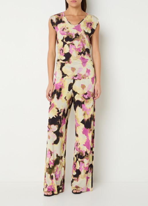Claudia Sträter Top met bloemenprint  - voorkant 2 paars