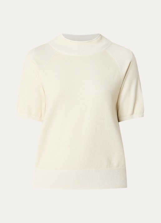 Claudia Sträter Top met metallic finish - voorkant 3 gebroken wit