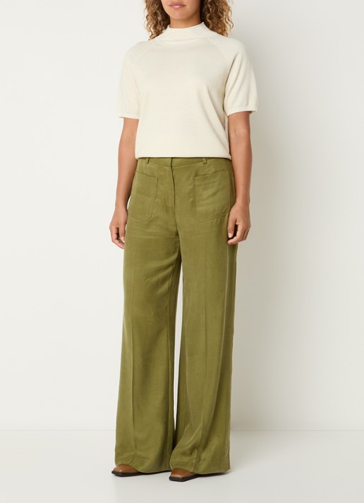 Claudia Sträter Top met metallic finish - voorkant 4 gebroken wit