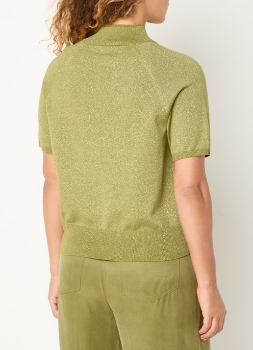 Claudia Sträter Top met metallic finish - achterkant 2 mosgroen
