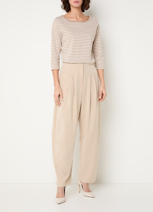 Claudia Sträter Top met streepprint - voorkant 3 khaki