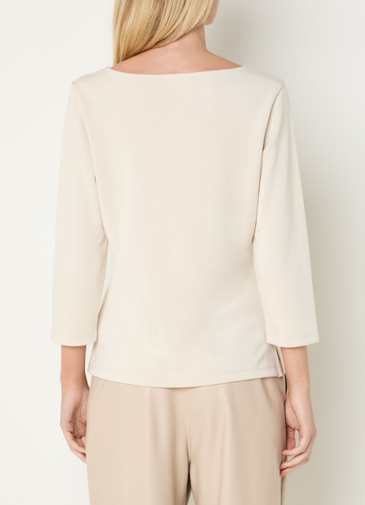 Claudia Sträter Top van jersey met gedrapeerd detail - achterkant 2 beige