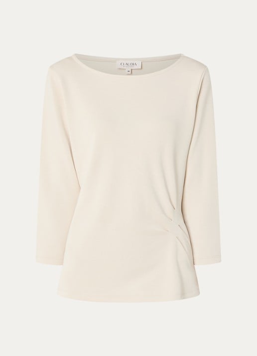 Claudia Sträter Top van jersey met gedrapeerd detail - voorkant 3 beige