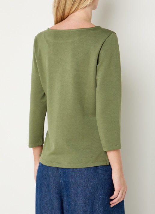 Claudia Sträter Top van jersey met gedrapeerd detail - achterkant groen