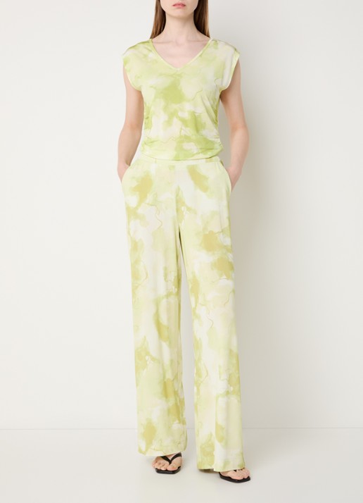 Claudia Sträter Top van jersey met tie-dye print - voorkant 3 neongroen