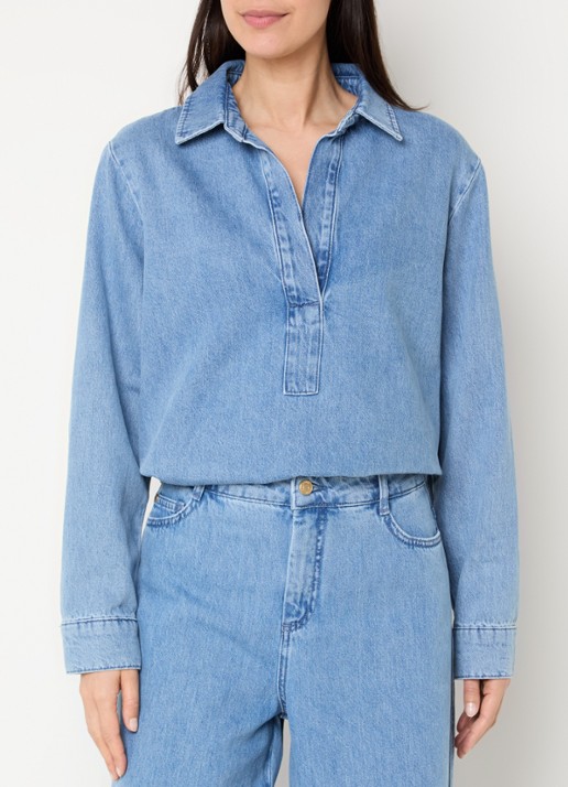 Claudia Sträter Tuniek van denim met kraag