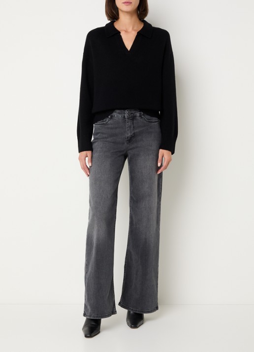 Claudia Sträter Wies mid waist flared jeans met gekleurde wassing - voorkant 5 donkergrijs