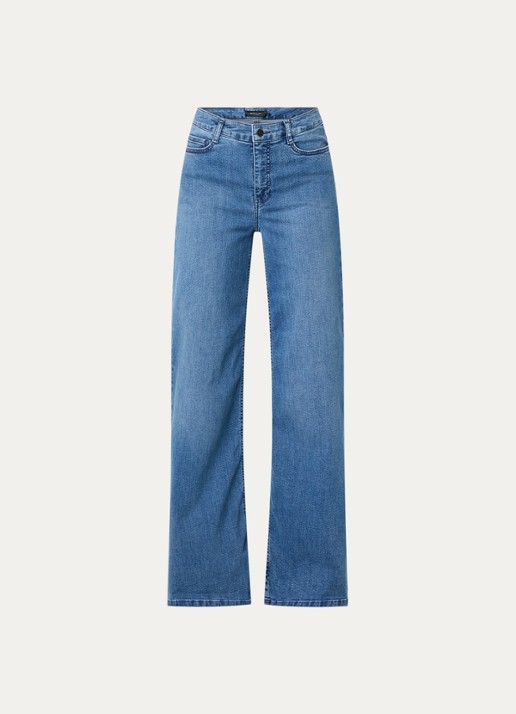 Claudia Sträter Wies mid waist wide leg jeans met medium wassing - voorkant 4 indigo