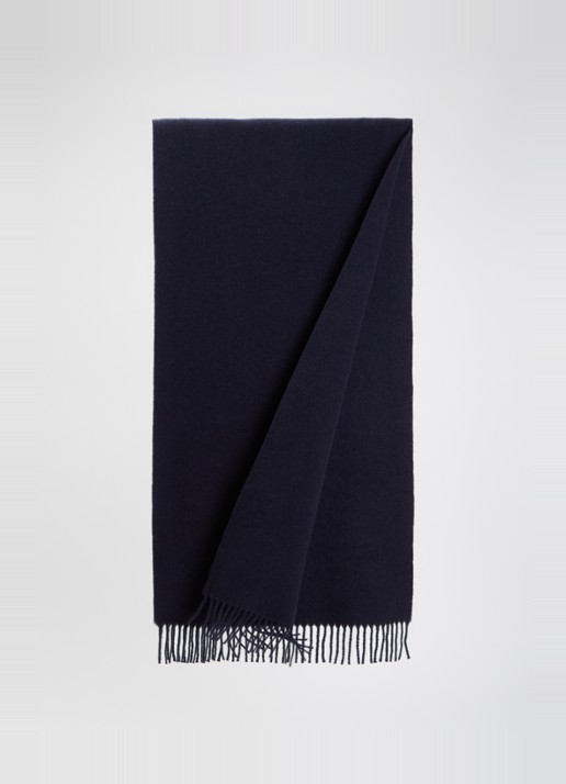 Claudie Pierlot Alaska sjaal van wol met franjes - detail blauw