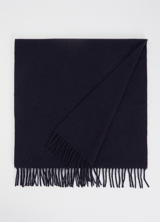 Claudie Pierlot Alaska sjaal van wol met franjes - voorkant 3 blauw