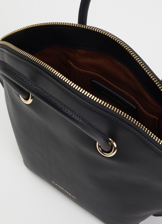 Claudie Pierlot Albi handtas van kalfsleer met verstelbare schouderriem - detail 2 zwart