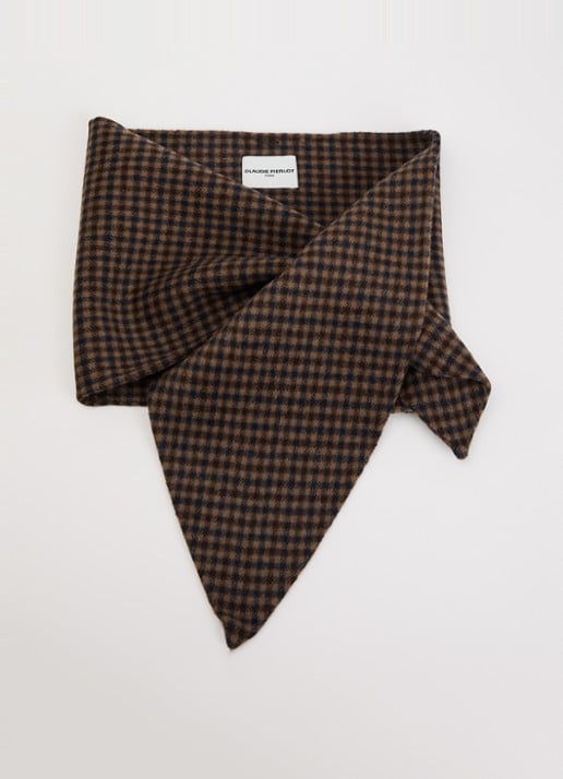 Claudie Pierlot Ambrebis sjaal met ruitdessin 110 x 25 cm - voorkant 2 bruin