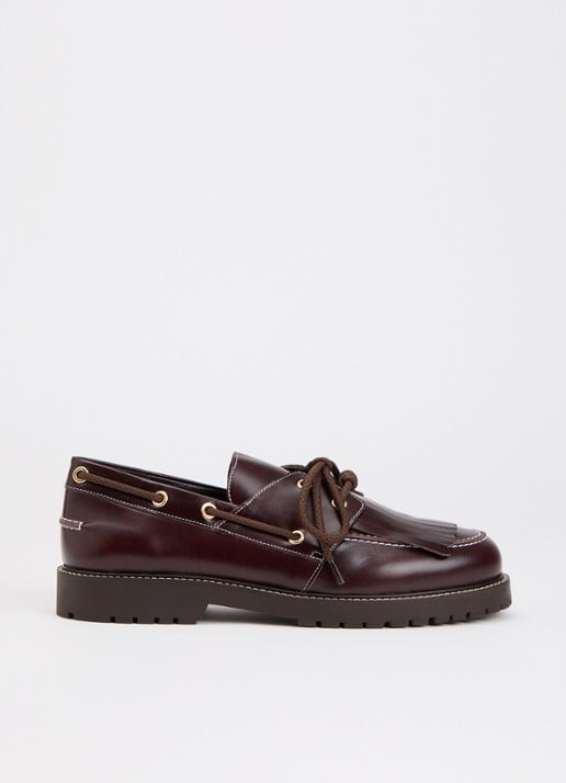 Claudie Pierlot Audrey bootschoen van leer met franjes