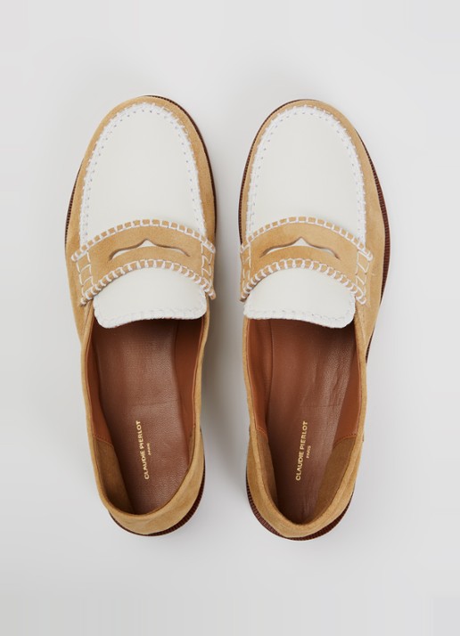 Claudie Pierlot Audy loafer van kalfssuède - detail 3 beige