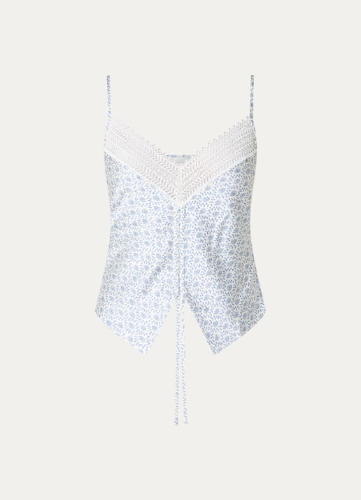 Claudie Pierlot Bambi tanktop met print en plooidetail - voorkant 2 blauw