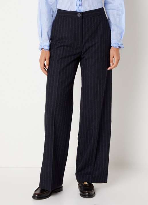 Claudie Pierlot Bicolore high waist straight fit pantalon met streepprint