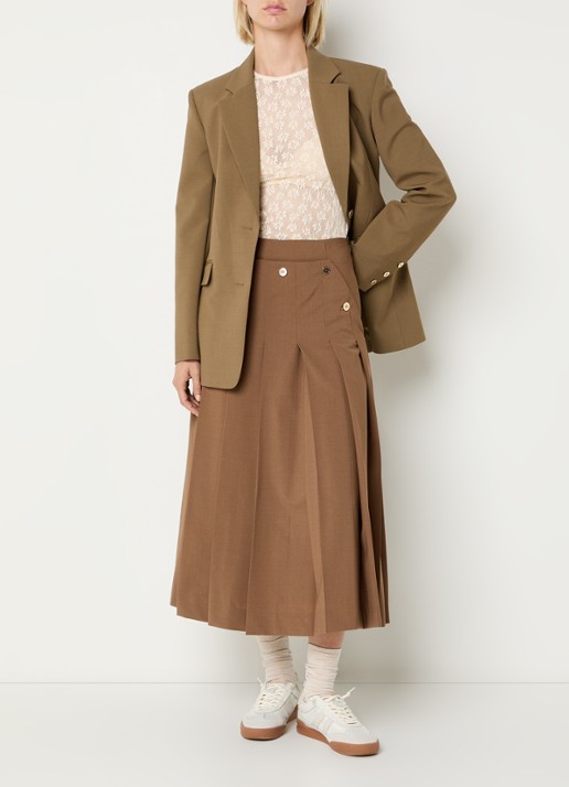 Claudie Pierlot Blazer in wolblend met klepzakken - voorkant 2 camel