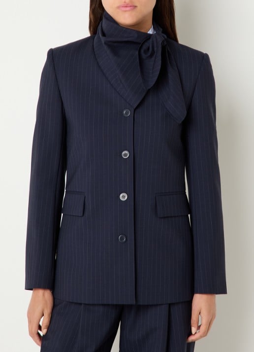 Claudie Pierlot Blazer in wolblend met krijtstreep en sjaalkraag