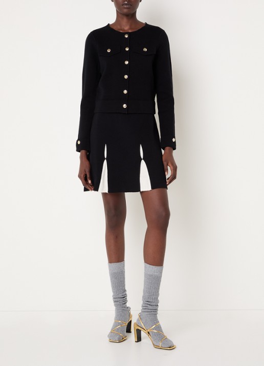 Claudie Pierlot Blazer in wolblend met sjaalkraag - voorkant 4 zwart