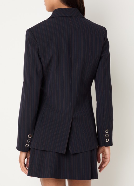 Claudie Pierlot Blazer met paspelzak en streepprint - achterkant donkerblauw