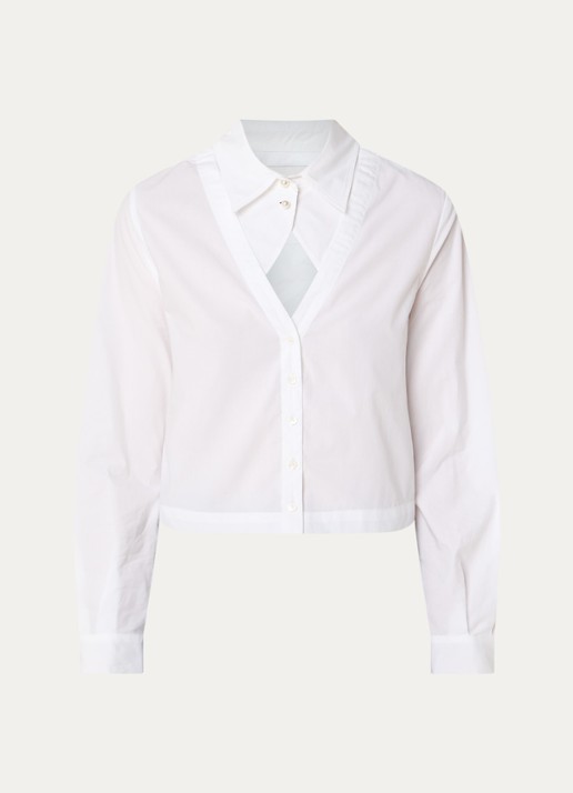 Claudie Pierlot Blouse met cut-out detail en imitatieparels - voorkant wit