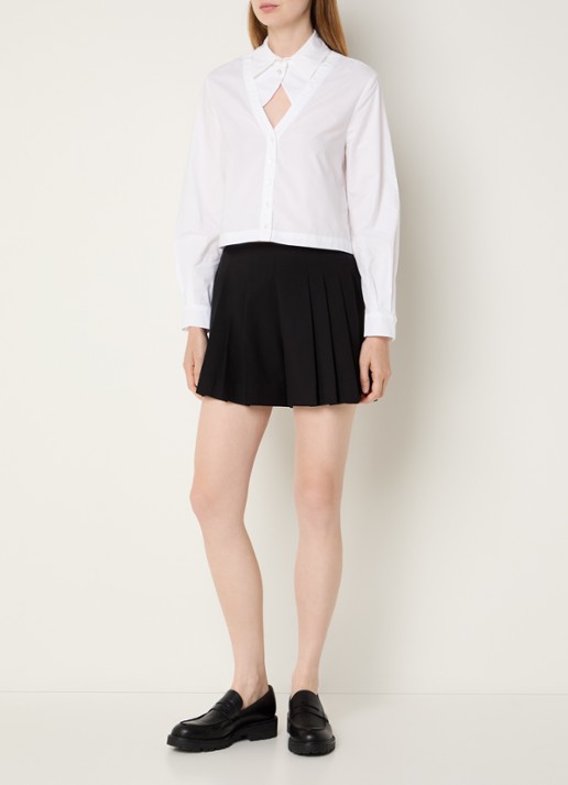 Claudie Pierlot Blouse met cut-out detail en imitatieparels - voorkant 2 wit