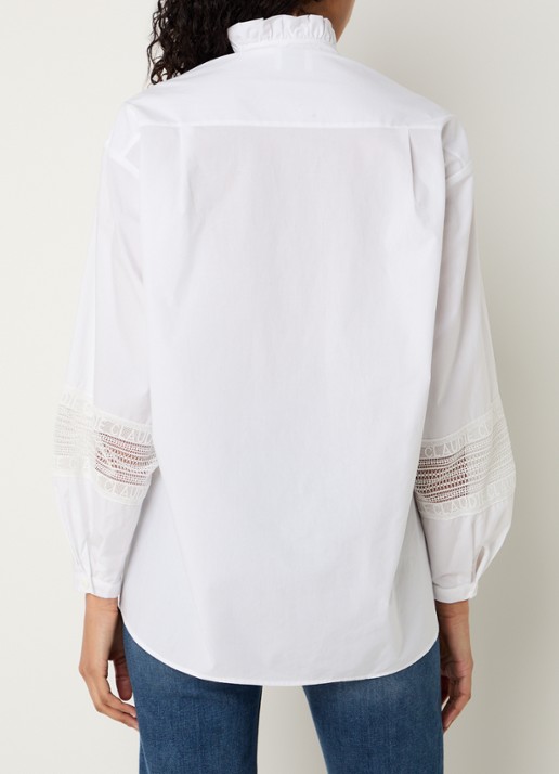 Claudie Pierlot Blouse met opengewerkt detail en logoborduring - achterkant 2 wit