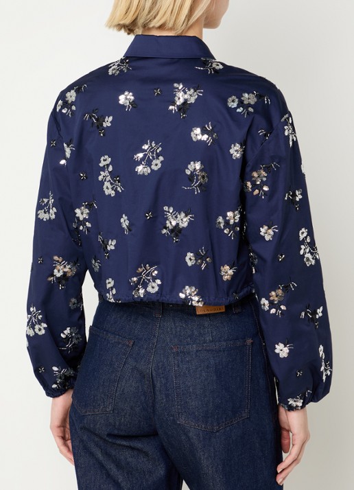 Claudie Pierlot Blouse met pailletten  - achterkant 2 donkerblauw