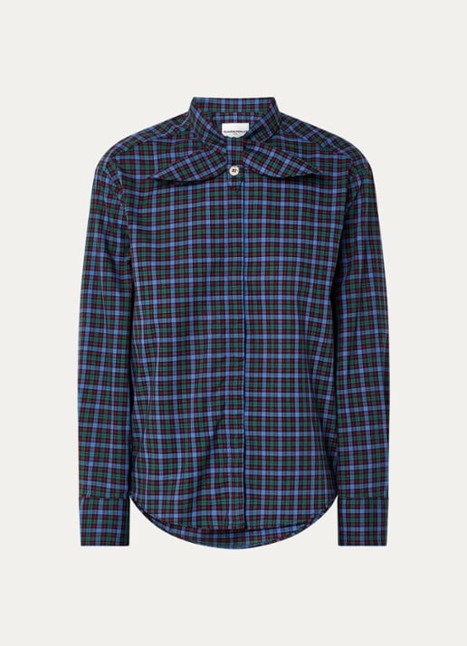 Claudie Pierlot Blouse met ruitdessin en sjaalkraag - voorkant 2 groen